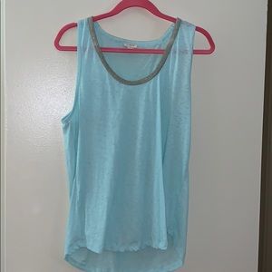 Tank top with embellished neckline